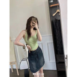 1019 # One Cup Sling Small Vest Woman Lazy Thread Cotton Inside And Outside Wearing A Slimmed Hottie Thin Summer