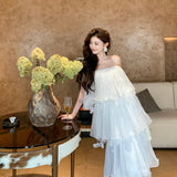 2026 New Heavy Industry Pressure Folding Light Lotus Leaf Side Temperament Dress Flowing Morning Robe Small Dress Super Fairy