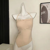 700# People Cotton Babes High-End Wooden Ear Design Hanging Neck On The Back Of The Woman With Breast Pad Lazy Sling Vest