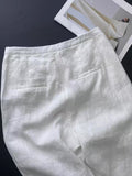 Old Money Style White High-Waist Temperament Casual Pants Women 2026 Summer New Commuting Cotton Straight Broad Leg Pants