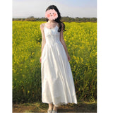 Summer Wear French White Sling Dress Women's Summer 2025 New Unique Beautiful Gentle Temperament Long Dress