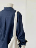 CHAO Class Recommendation!Fashion Contour Style ~ Korean Version Of Tibetan Blue Collar Loose Feeling Thin Breathable Linen Shirt