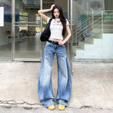Vintage Wide-Legged Scissors Jeans Women's Summer 2025 Design Water Wash Loose Hanging Banana Pants