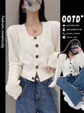 Small Fragrant Temperament Square Knitted Shirt Women Autumn And Winter Single Buckle Sweater Thin Coat Women's Short Coat
