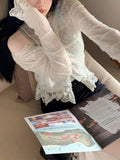 Series This Summer Soft Sister Hollow Long Sleeves To Receive Waist Thin Knitted Cardigan