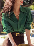 2025 New Ink Green Tops Lightly Cooked French Niche Set Of Tops Women's Design Sense Senior Shirt