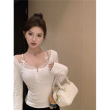 260G Threaded Devet Pure Desire To Match Splicing Lace Lace Bottom With Top To Slim Thin T-Shirt