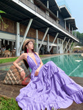 2026 Pure Lust Wind Hanging Neck Showen Line Fairy Dress Woman Seaside Vacation Lotus Leaf Side Sling Temperament Dress