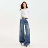 Early Spring New Embroidery Light Luxury Fashion High-Rise Thin Cherry Embroidery Hot-Legged Jeans Women's Trousers