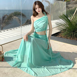2026 Summer New Temperament Sleeveless Dress Seaside Fairy Chiffon Long Dress Super Fairy