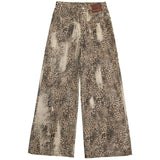 Digital Print Leopard Print White High-Waisted Cotton Jeans Women In The Autumn Of 2025 On The New Hot Girl Trend Broad Leg Pants