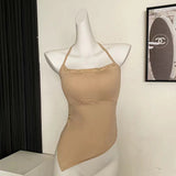 700# People Cotton Babes High-End Wooden Ear Design Hanging Neck On The Back Of The Woman With Breast Pad Lazy Sling Vest
