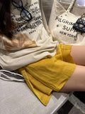 Chao Grade Recommended!Skinked Open-Fork Linen Skirt Women's Summer New High-Rise Thin Anti-Walking A Short Skirt