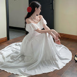 French Lotus Side Shoulder-To-Shoulder Dress Women's Summer 2025 New Super-Looking Niche Design Temperament Dress