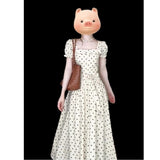 French Retro Niche White Wave Dot Short-Sleeved Dress Women's 2026 New Summer Temperament Waist Dress
