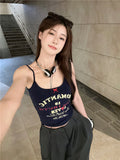 2080# Seamless Letter Print Sling Vest Wearing Fashion Beauty Back-Up With Chest Pad Vest Top