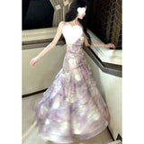 French Romantic Purple Mist Slings Hanging Dress With Bragy Cash To Collect Fishtails Holiday Fairy Dress