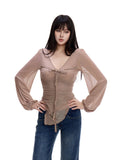 V-Neck Design Sense Of The Small Girl Autumn New Body-In-Law Inside The Bottom Shirt T-Shirt