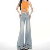 White High-Waisted Elastic Micro-Tipped Jeans Women In Spring 2026 New Non-Legged Thin Drag Trousers