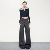 Casual Hanging With Thin Trousers Mop Loose Autumn And Winter New Side-Waist Button Waist Line Commuting