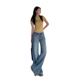 25SS Summer No Waist Cool Feeling Tiansi Retro Water Wash Low-Rise Hanging Straight Jeans Woman