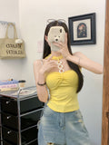 927# Summer New Pure Desire Diamond Chain Hanging Neck Vest Wearing A Niche Sexy All-In-One With Chest Cushions Thin