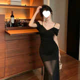 2026 Sexy Babes Dress Sexy Low-Breasted Dress Folded Long Bag Hip Skirt
