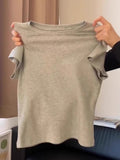 Positive Shoulder Short-Sleeved T-Shirt Women's Summer Simple Gray Short-Scar Casual Dress Tibetan Blue Dress Two Sets
