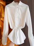 White Chinese-Style Improved Buckle Cotton Shirt Women's New Design In The Fall Of 2025