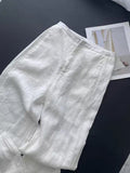Old Money Style Wear ~ White High-Waist Temperament Simple Hanging Commuting Cotton Straight Broad Leg Pants Women 2025 Summer