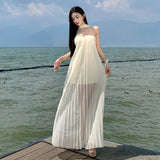 High-Grade Pure-Wane Windy Holiday Dress Summer Niche Atmosphere Sensing Chest Dress Sanya Bali Beach Dress