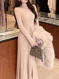 The Elegant Beauty Of Acetate Cashmeal Wool Soft Hanging Knitted Dress Women Autumn And Winter New