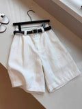 CHAO Class Recommendation!Simplified White Linen High-Waist Five-Point Shorts Women Wear Loose Feeling Loose Thin Trousers