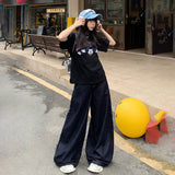 Vintage Loose Broad Leg Pants Mop With Straight Jeans Women's Spring And Summer New & Trousers Lengthen