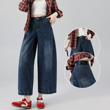Physical Explosion Early Spring New 2026 Retro Wind Bone Line Design Nine-Point Balloon Jeans Women Loose Broad Legs