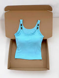 948# Summer New Sweet Lake Beaded Shoulder Strap Design Sling Vest Body-Integrated With Chest Cushions