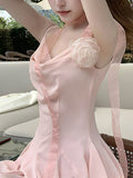 Grass-Wood Onion Cool Dew Back Print Sling Skirt Girl Xia Slime Thin Skirt Romantic Fairy Dress