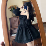 2026 Spring New Sweet Princess Cute Lolita Dress Square Tie Strap Repair Body Slimming Famous Waist