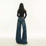 Vintage Lazy Wind New Water Wash-And-Hanging Jeans Women Autumn High-Rise Show Thin Leg Trousers Trousers