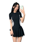 Swimsuit Women's Summer 2026 New Skinny Sexy Steel Suspicion Student Movement Conservative Small Chest Gathering