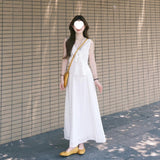 Lace Flower V-Neck French Sleeveless Dress Women's Summer White Dress Design Small Dress