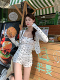French Girl Bow Lace Sling Babes Home Dress Summer 2025 New Vest Shorts Three-Piece Summer