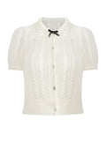 Miu Short-Sleeved Knitted Jersey Women's Spring Thin Cardigan Coat Short