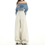 Mocha Brown Bullet-Free High-Waisted In Wind Jeans Women's Autumn New Lazy And Loose-Fitting Trousers