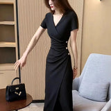 French Hepburn Black Sexy Dress 2025 New Women's Summer Irregular Design Feel Waist-Up Dress