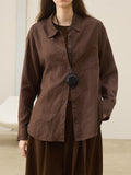 [Atonement] 100 Linen Green Loose Shirt Women Wear Long-Sleeved Shirt Inside And Outside