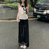 Slide Trousers Imitation Acet Sore Pendant Wide Leg Trousers Straight Lints Trousers