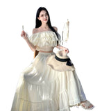 2026 New Thai Tourism Holiday French-Style Collar Design Top + Big Skirt Set