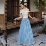2025 New Holiday Lace-In-One Shoulder + Long Light Embroidered Half-Dress Dress Dress