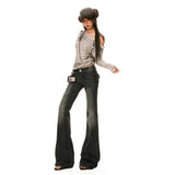 26Th Ootd!| Vintage Micro-Rare Jeans Autumn And Winter Slim Slimming Low-Rise Water Wash Black And Gray Pants